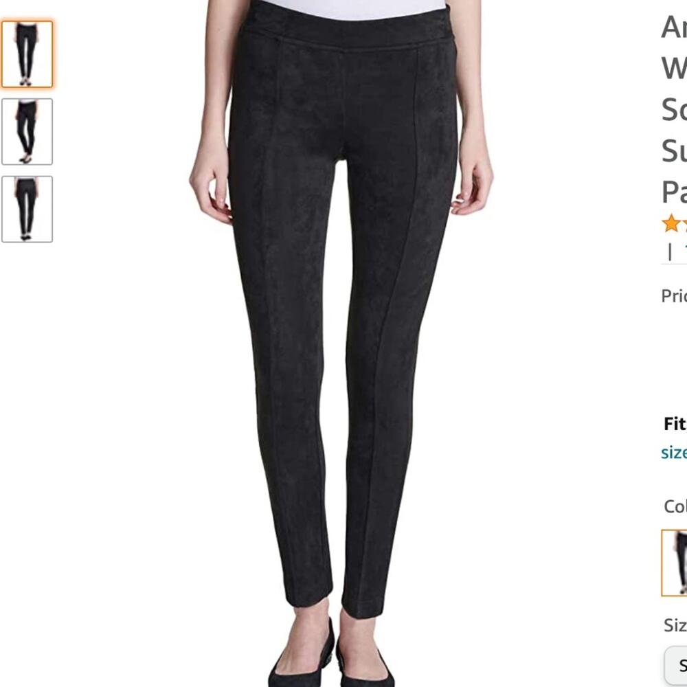 Andrew Marc Black Super Soft Stretch Faux Suede Pants Size Medium